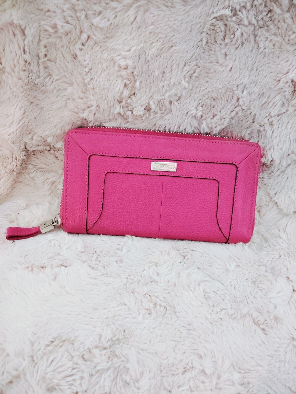 Tignanello, Pink Zip-Around Pebble, Genuine Leather Wallet